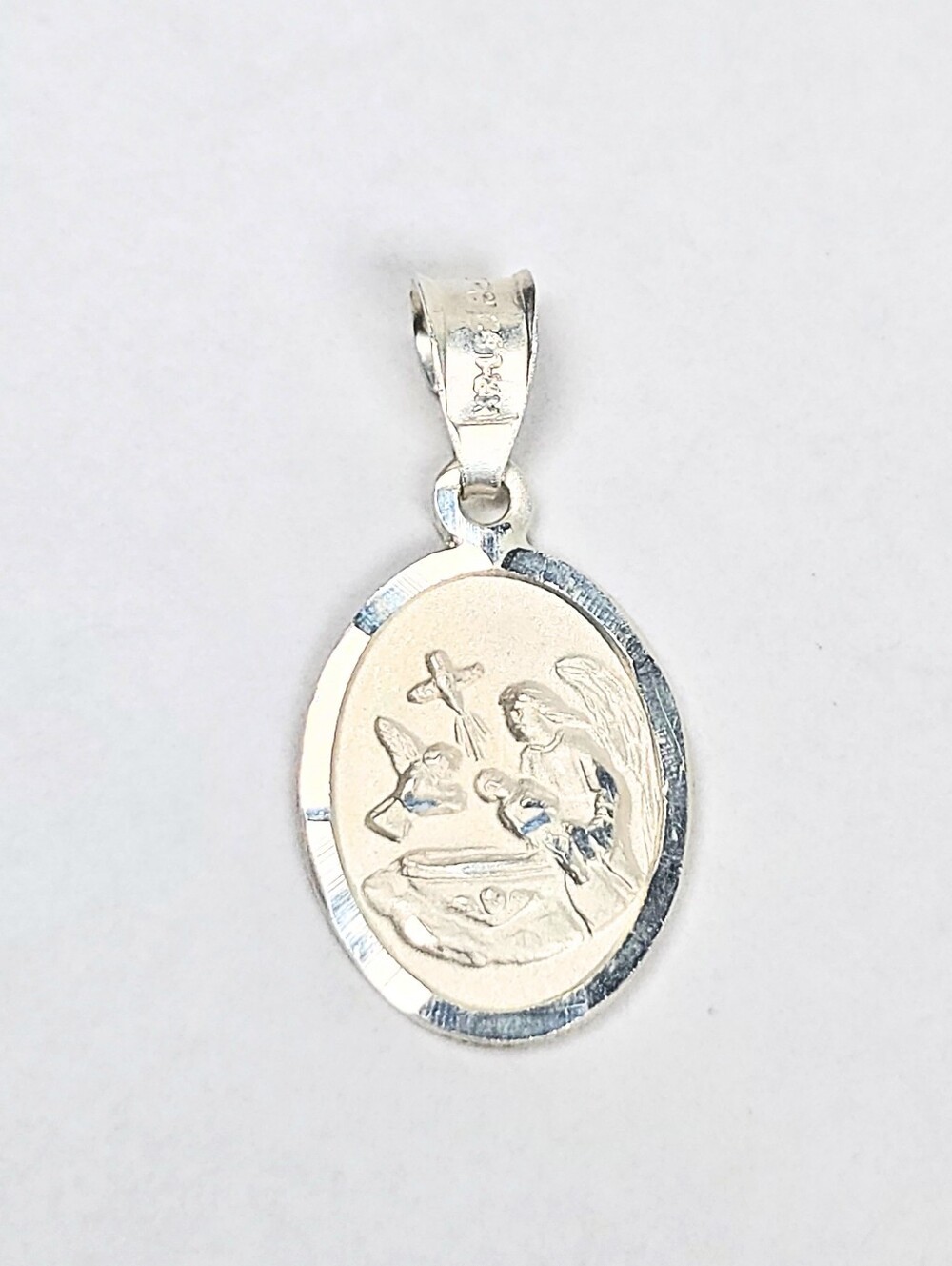 925 Sterling Silver Virgin of Carmen Oval Medal Pendant Religious Charm 19.5mm
